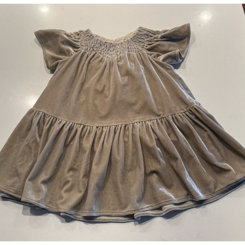 BR Banana Republic Baby Size 6 12 Months Beige Velvet Dress Holiday Cottage